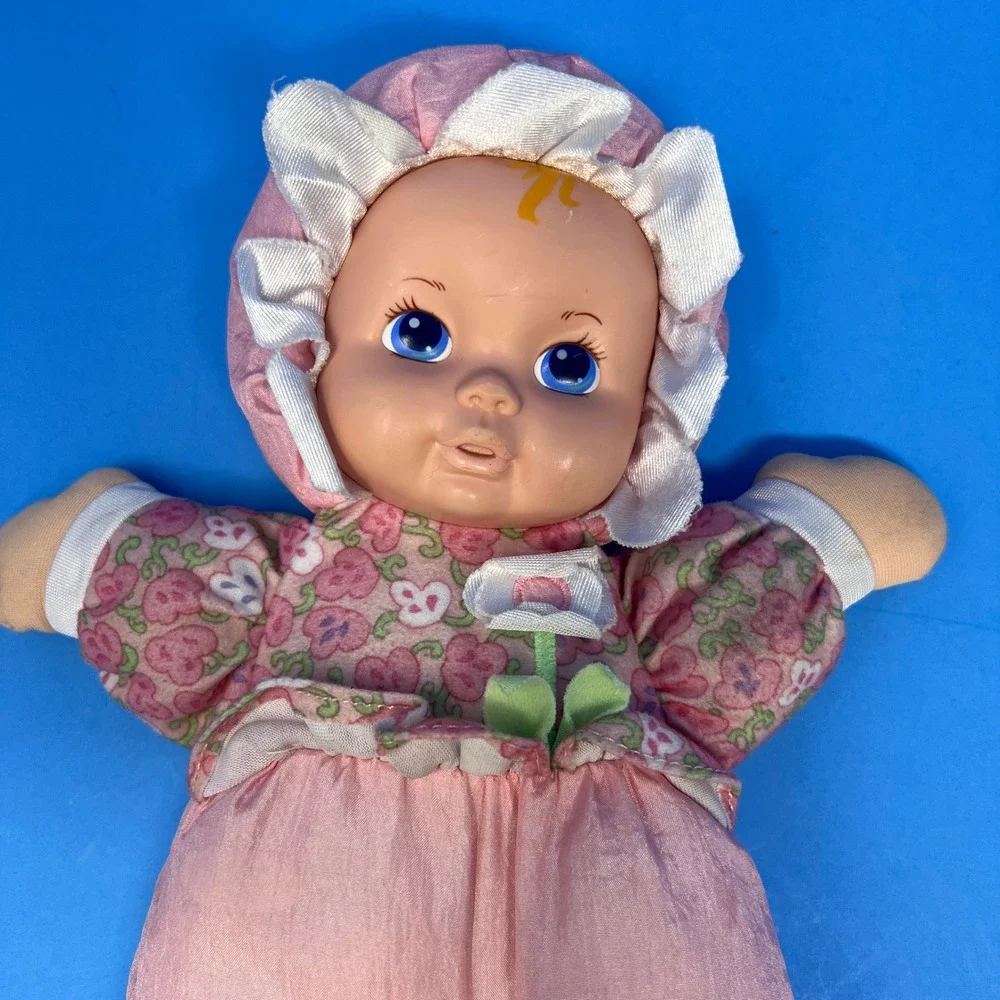 Playskool My Very Soft Baby Doll 12 Inch Pink Floral Vintage 1999 Squeaker Doll